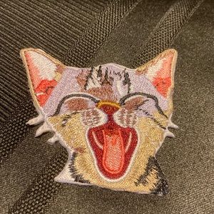 Cute yawing cat Iron on patch